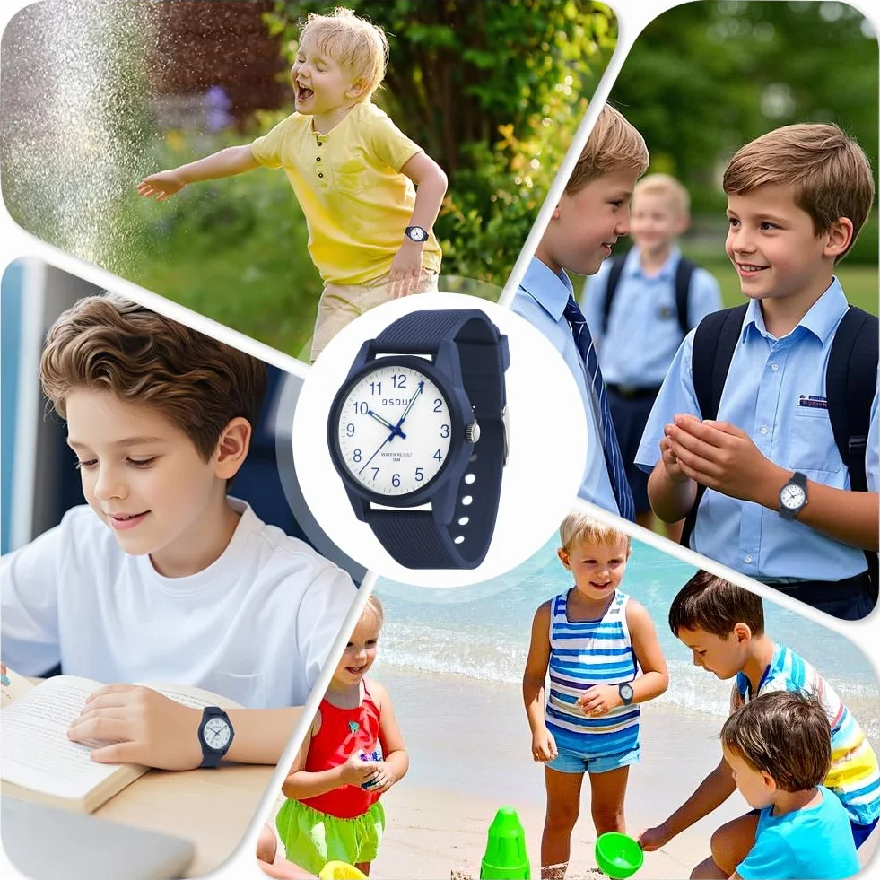 OSDUE Reloj para NiñOs, 5ATM/50M Impermeable Fácil de Leer Relojes de Pulsera con Correa Suave, Reloj de Pulsera Analógico para Niños Niñas Regalo de CumpleañOs para 4-18 Años