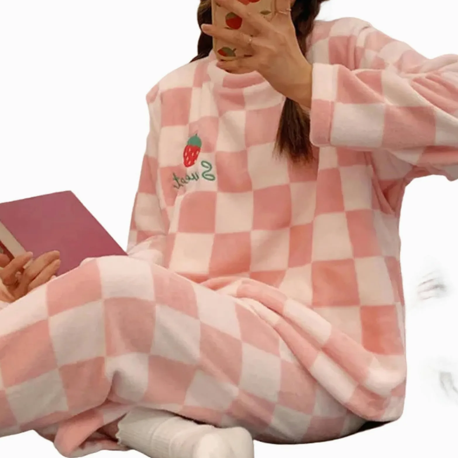 MdybF Pijama Mujer Mujeres Pajamas Sets Autumn Winter Winter Cálido Espeso Homewear De Manga Larga Cartoon Sleepwear Pajamas Traje