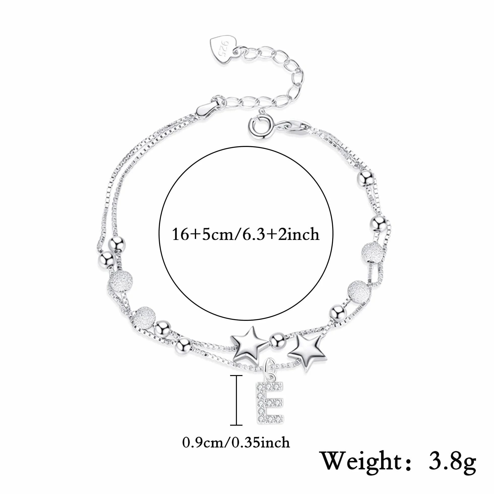 Pulsera de Plata con Letras Iniciales Regalos para Mujeres Amigas Hermanas