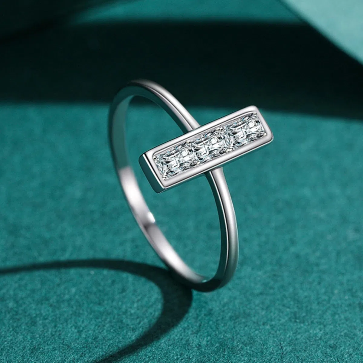 Anillos de compromiso para mujer, oro, alianza de boda de oro blanco único con moissanite, anillo de aniversario de oro auténtico