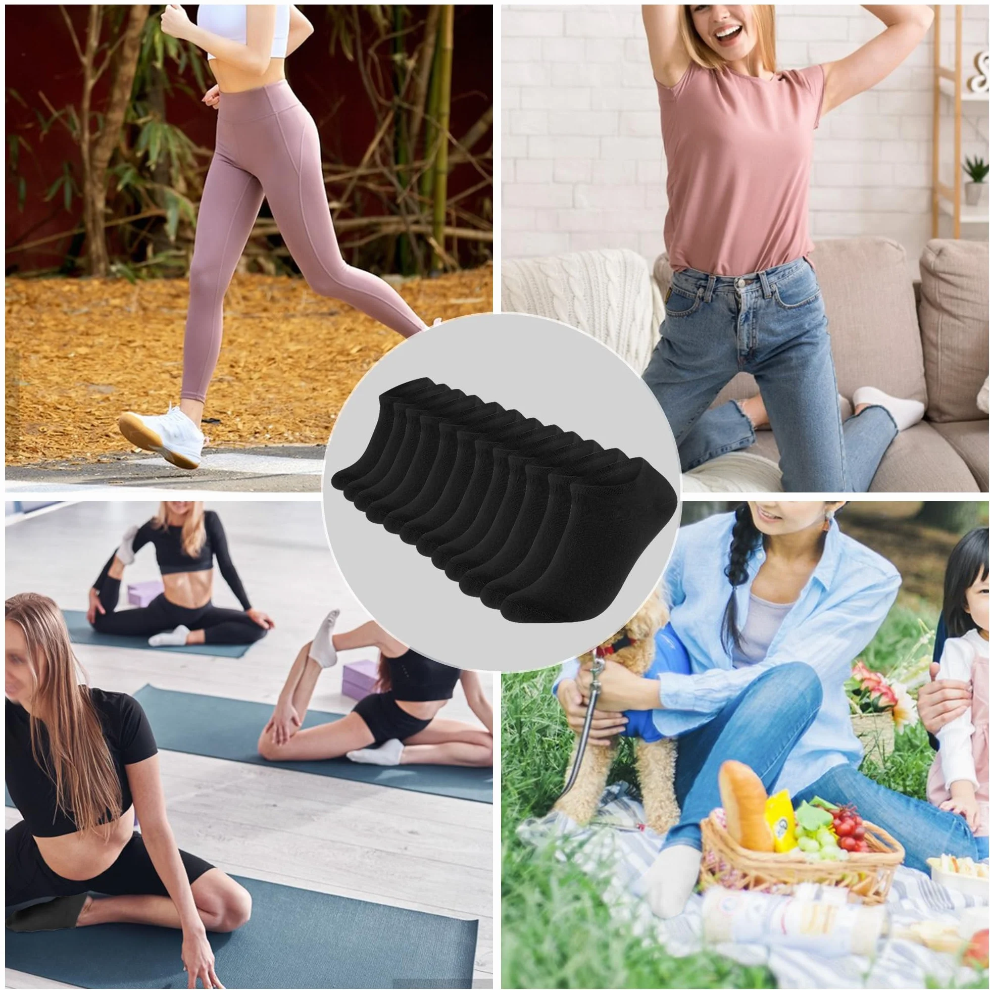Calcetines Tobilleros de Algodón Transpirables para Hombre y Mujer, Cortos para Deporte Running, 12 Pares, Tallas 35-50