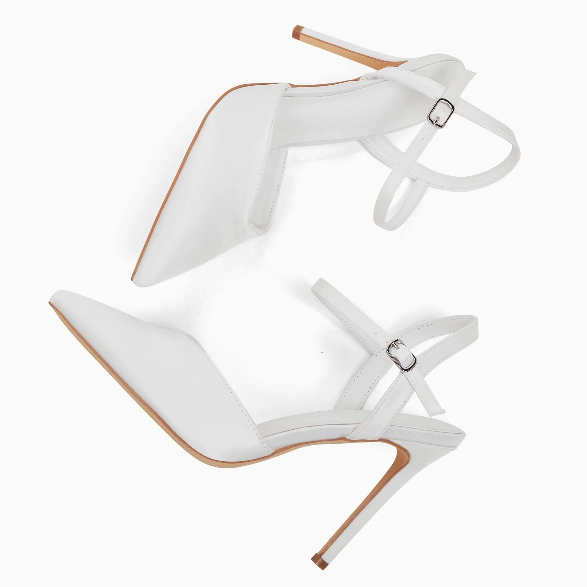 GENSHUO Elegantes Tacones Altos con Punta Puntiaguda y Stiletto de 10 cm, Zapatos de Mujer Sexy con Correa en el Tobillo para la Noche