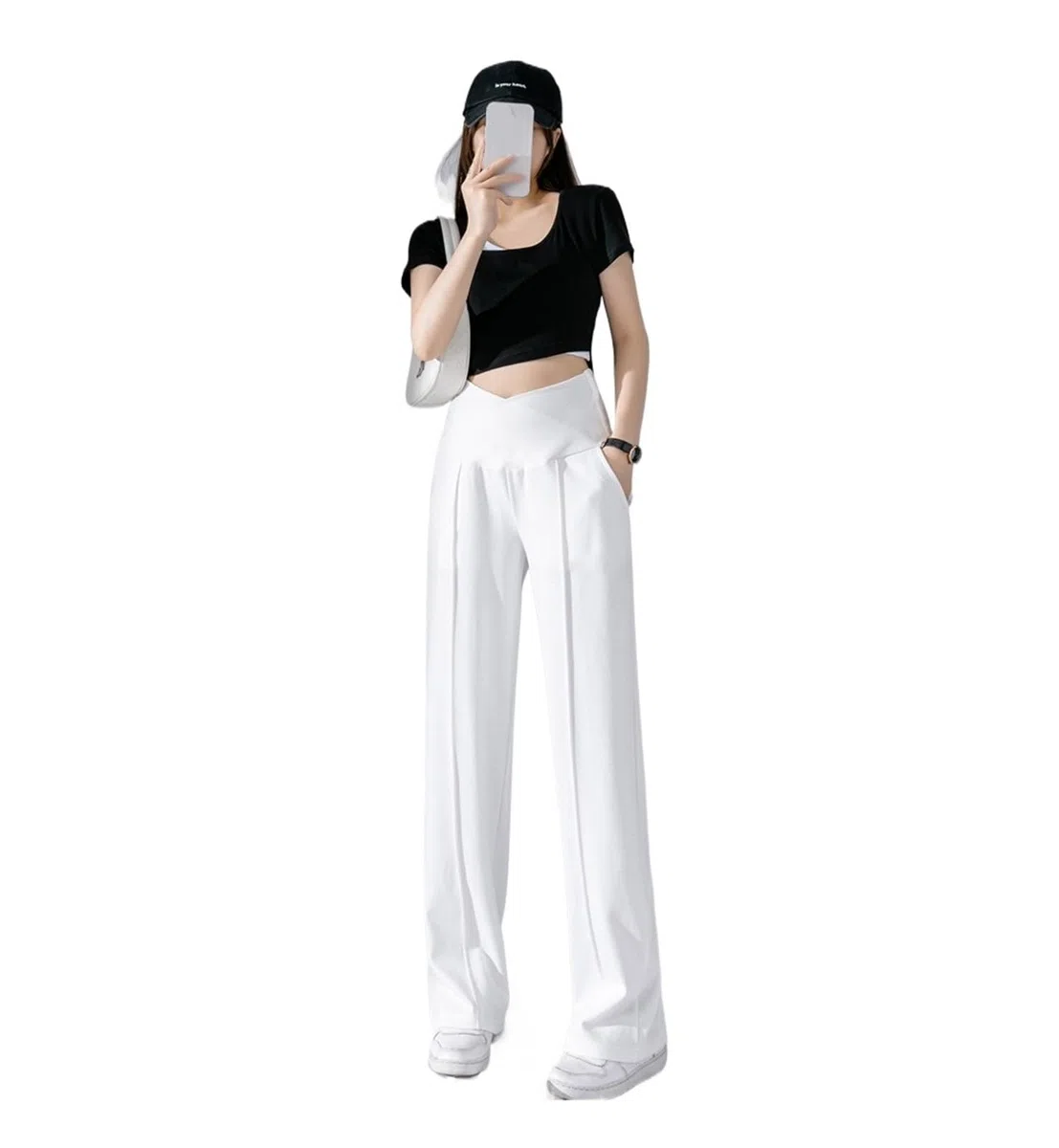 Pantalones de Maternidad Rectos, Finos y Frescos de Verano, de Cintura Baja for Embarazadas, Pantalones de Embarazo Holgados con Pierna Ancha.(White,M)