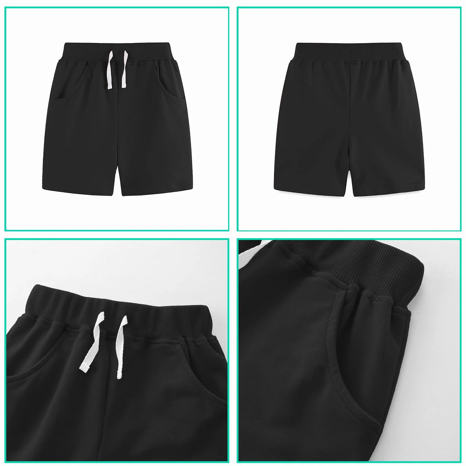 Pantalones Cortos Algodón Verano para Niños Bermuda Color Sólido 3-8 Años