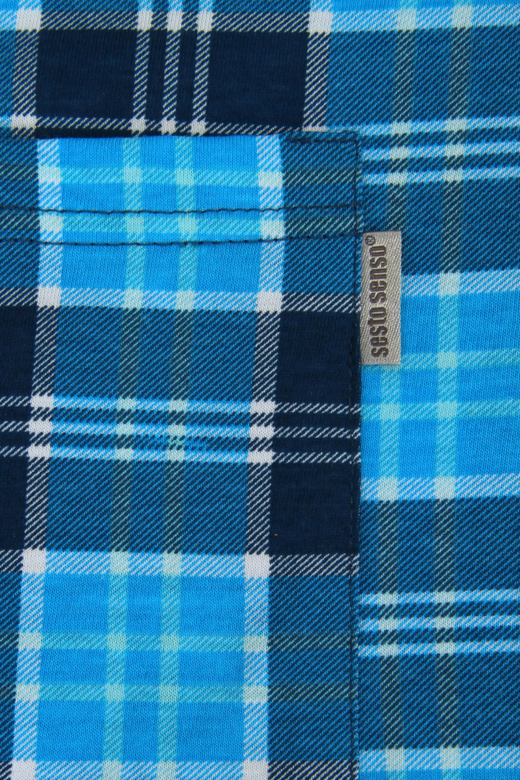 Sesto Senso Elegante Pijama de Hombre a Cuadros de Manga Corta Algodón Camisa con Botones Pantalón Corto