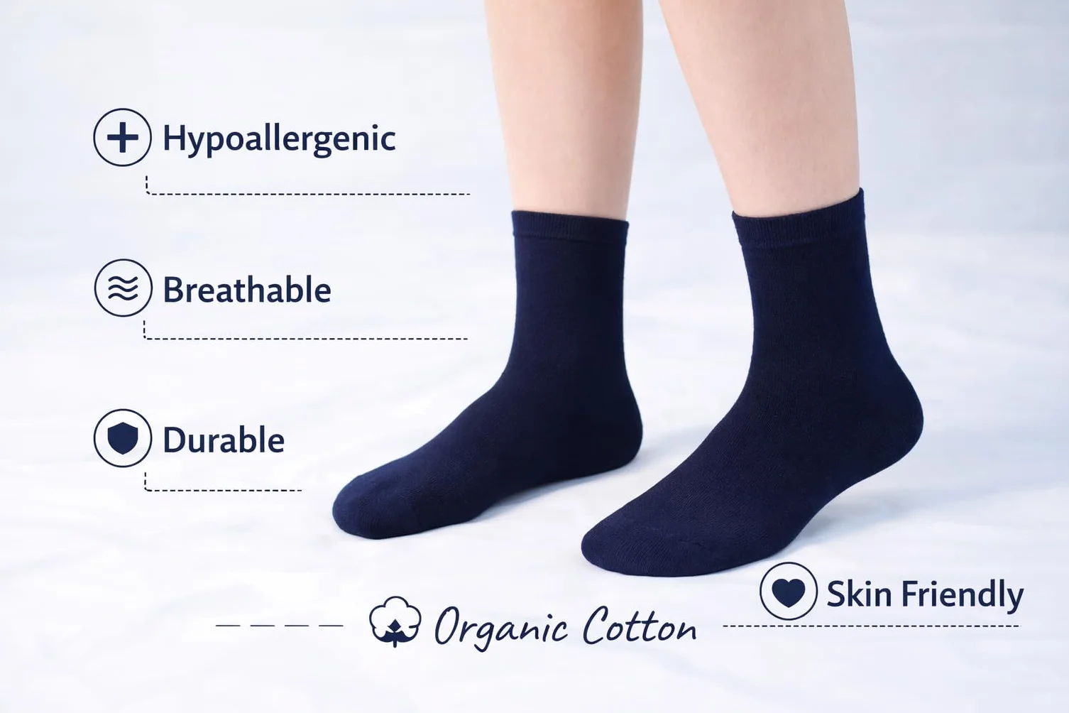 CYS Calcetines 6 Pares Cortos Colegio Uniformes Escolares Alto Algodón Para Niños Niñas Infantiles Pack de 6 Pares