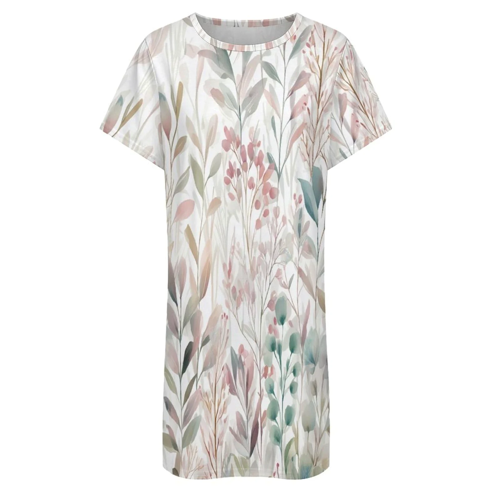 Camisones De Mujer - Hermosas Flores Silvestres Camisón De Manga Corta para Estar En Casa Tallas S-3Xl Holgado Largo Suave para El Verano.