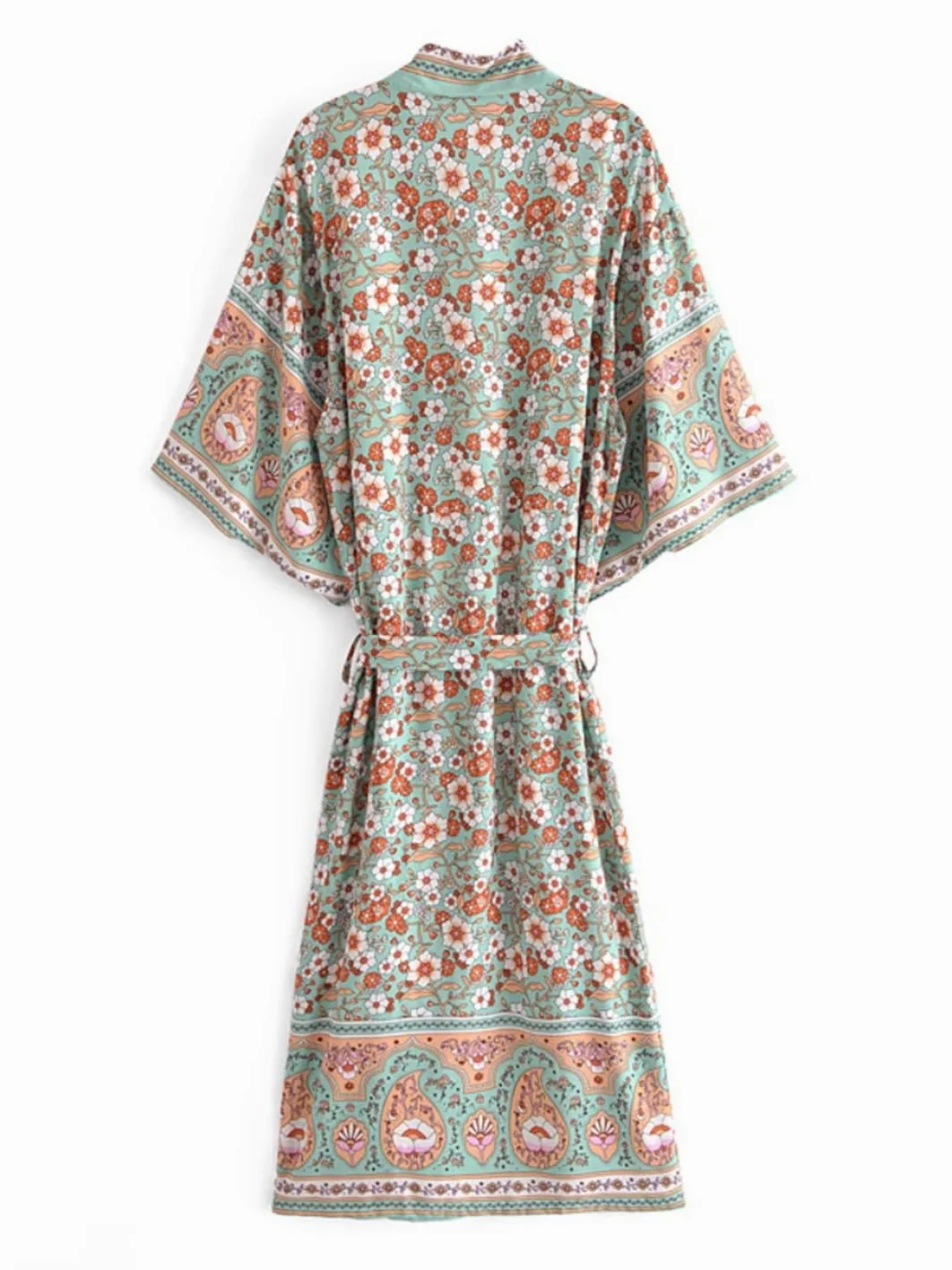 Disimlarl Mujeres Batwing Mangas Cinturón Estampado Floral Bohemio Kimono Traje De Bata Traje De Bata Bikini Cover-Ups