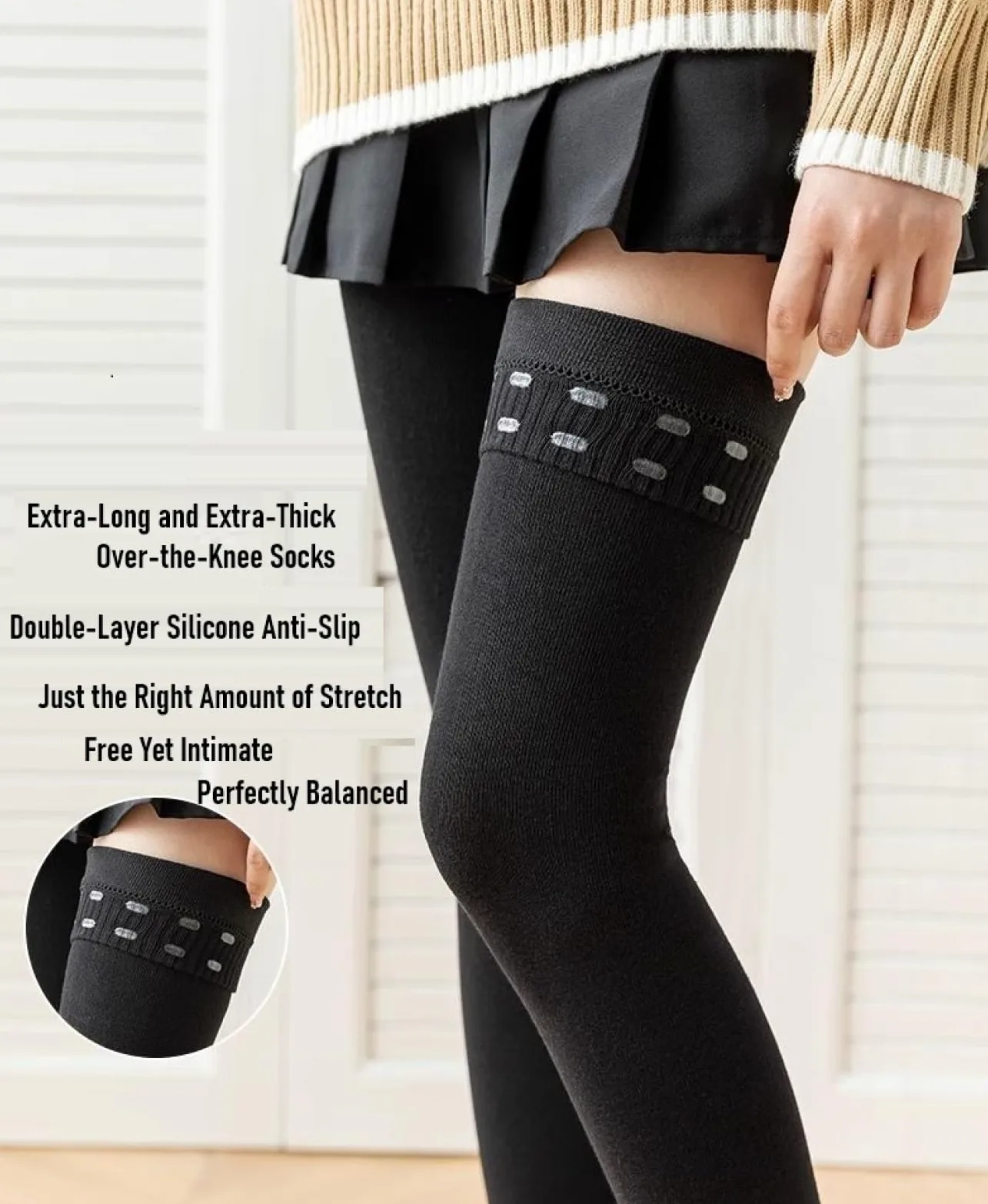 3 Pares De Calcetines Más Anchos Y Más Grandes,Medias Para Botas, Calcetines Hasta El Muslo,Punto De Algodón Extralargo, Cálido, Grueso,Alto,Largo,Calentadores De Piernas Para Mujer,