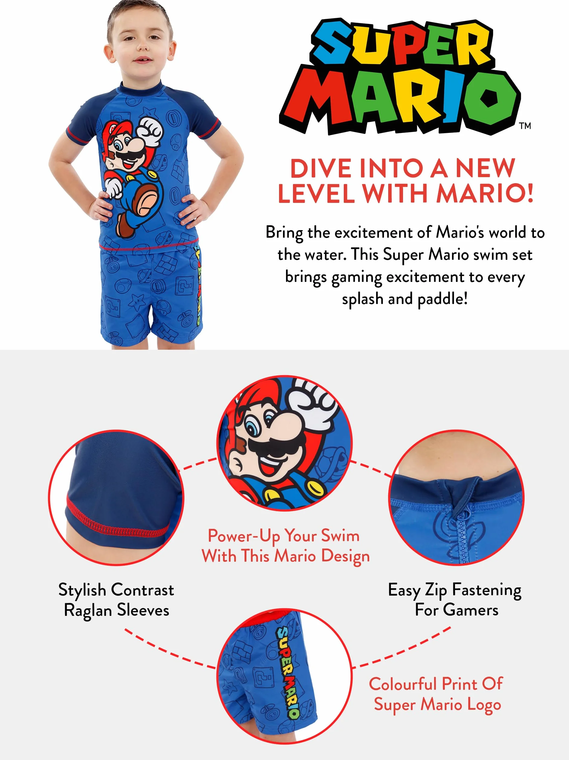 Super Mario Traje De Baño Bañador Natacion Niño