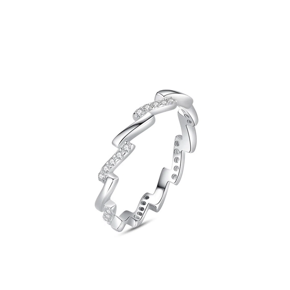 Anillo Promise de oro blanco 9K, Anillos Moissanite Blanco Sin Piedra Preciosa