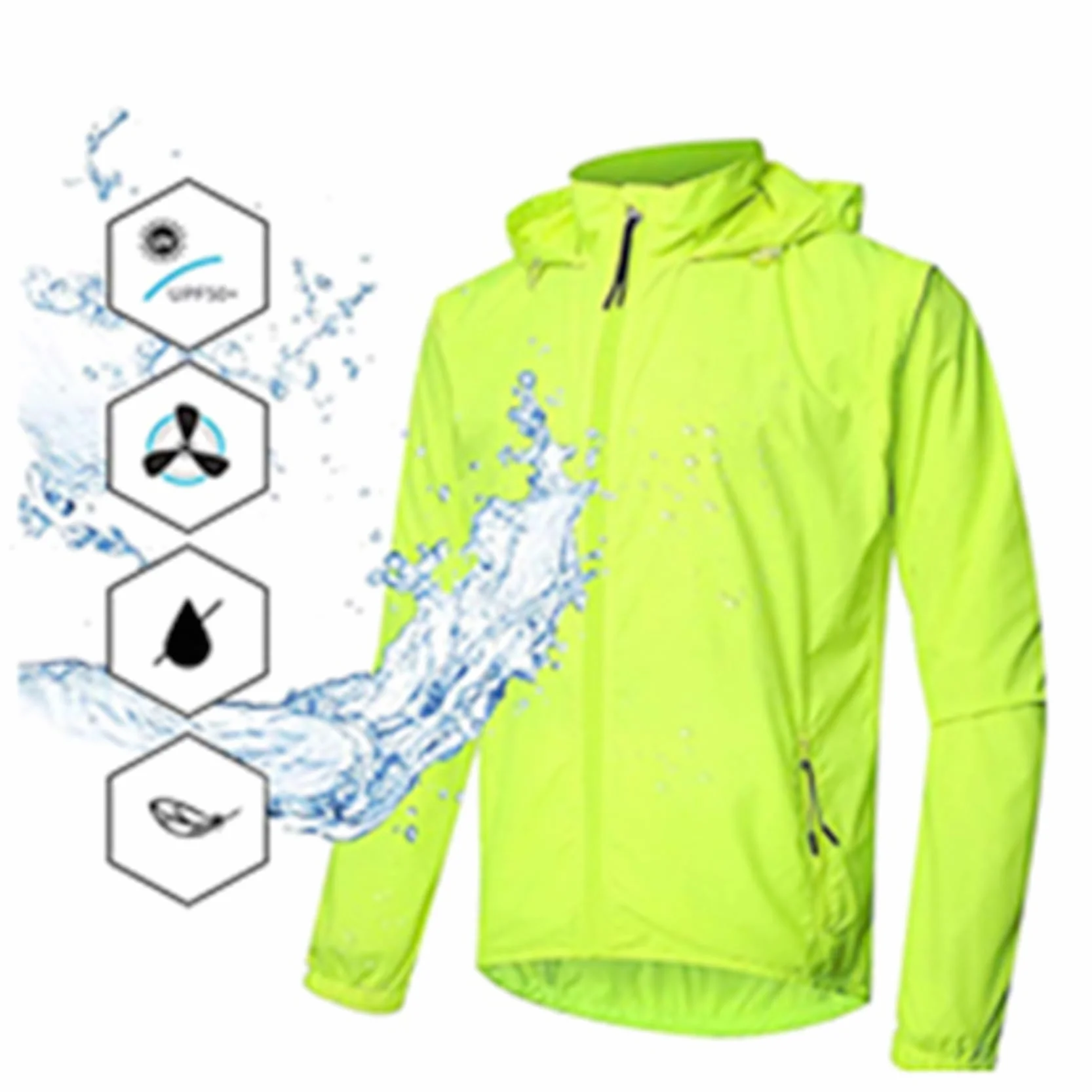 Chaqueta Ciclismo Ultraligera Impermeable A Prueba Viento Transpirable Manga Larga Desmontable para MTB