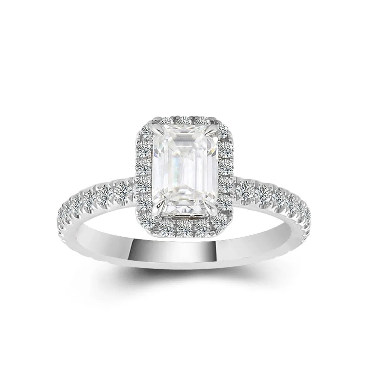 Anillos de oro blanco de 18 quilates para mujer oro 1/2/3 quilates de corte rectangular blanco moissanite elegante anillo de compromiso
