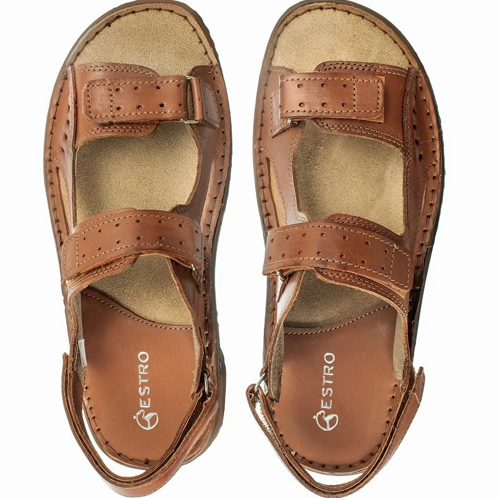 ESTRO Sandalias Hombre Verano Cuero - Sandalias Hombre Cuero Chanclas Piel con Suela Goma Antideslizante s2