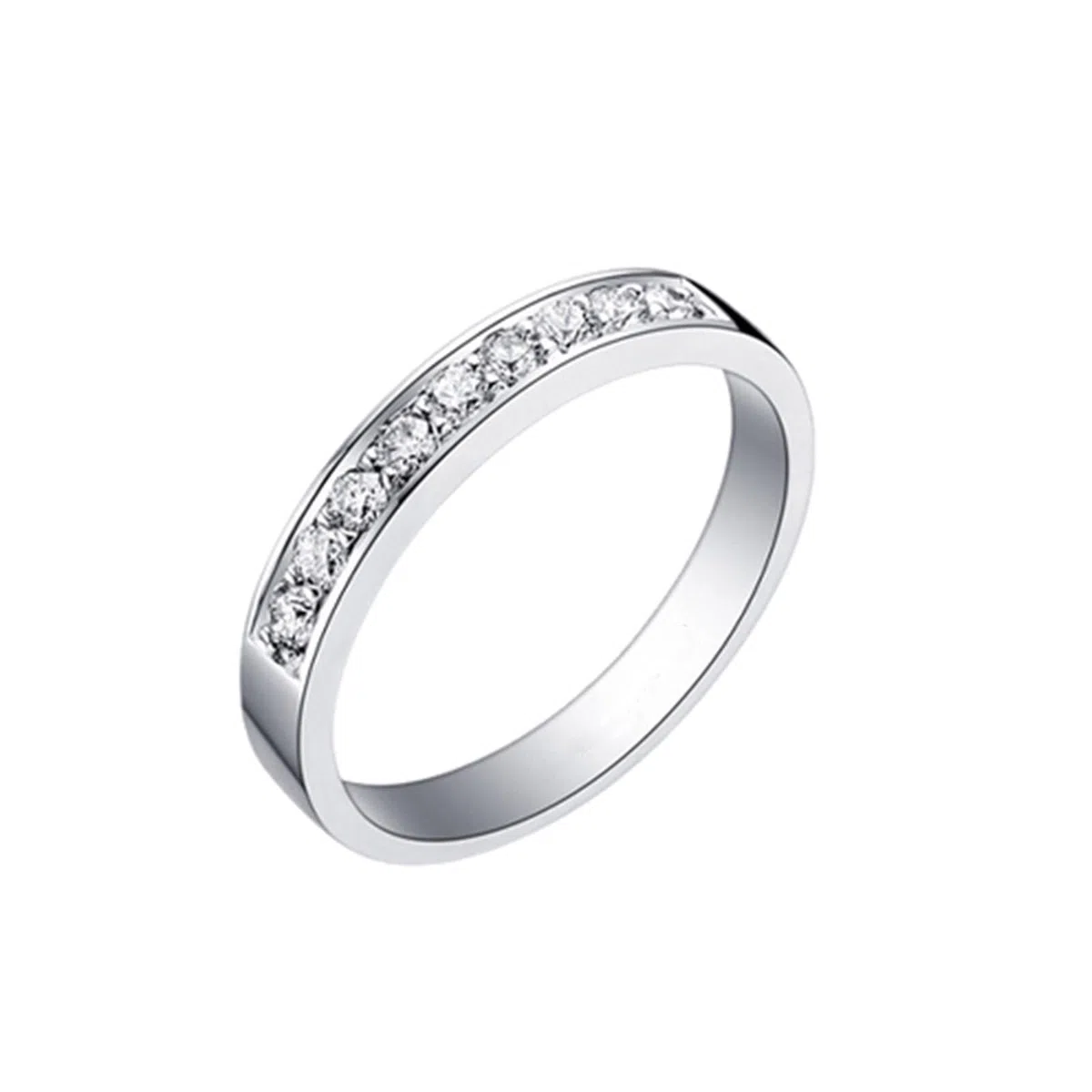 Anillos de compromiso de oro blanco, alianzas de oro real con diamantes de 0,25 quilates, anillos de media eternidad, anillos de boda para mujer