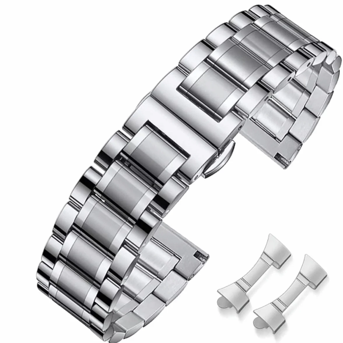 Correas de Reloj Meta de Acero Inoxidable para Relojes con Extremo Recto y Curvo 16mm 18mm 19mm 20mm 22mm 24mm Pulseras de Banda de Repuesto de Metal para Hombres Mujeres