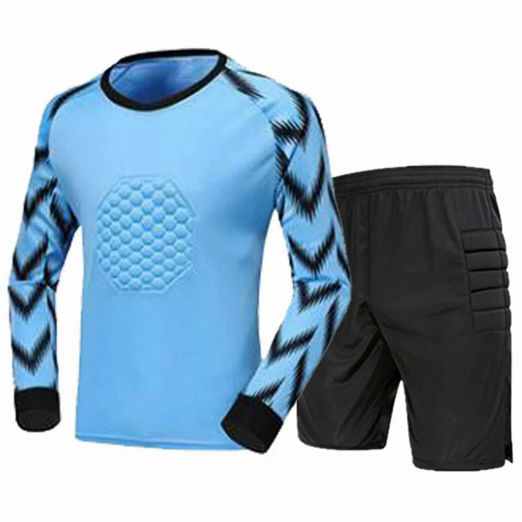Conjunto de entrenamiento de portero de fútbol para jóvenes y adultos: camiseta de manga larga y pantalón corto. Uniforme deportivo ligero y transpirable.