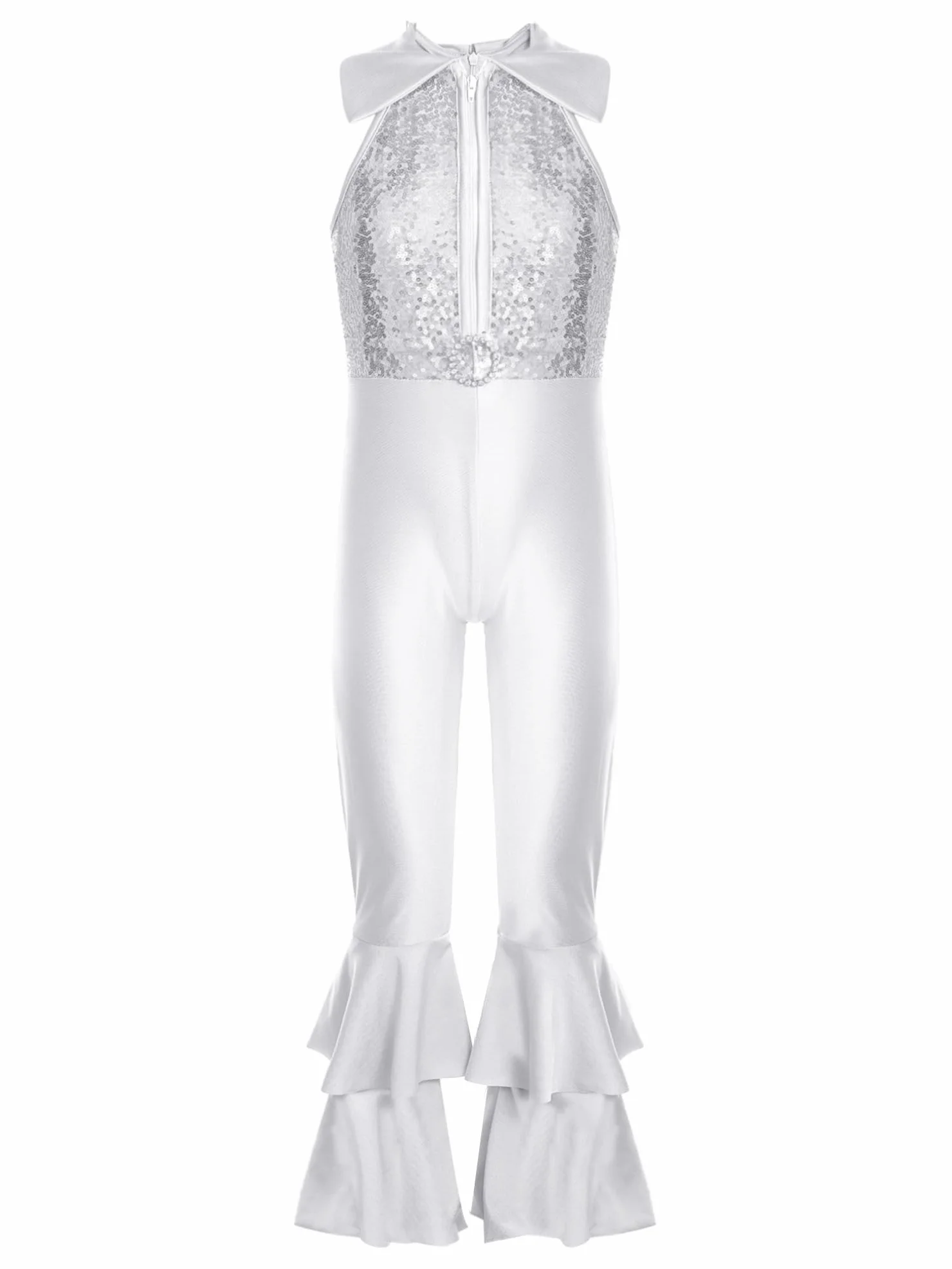 TiaoBug Mono Largo Con Lentejuelas Brillantes Para Niña Maillot De Gimnasia Deportiva Sin Manga Disfraz De Discoteca Hippie De Los Años 70 Y 80 Ropa De Baile
