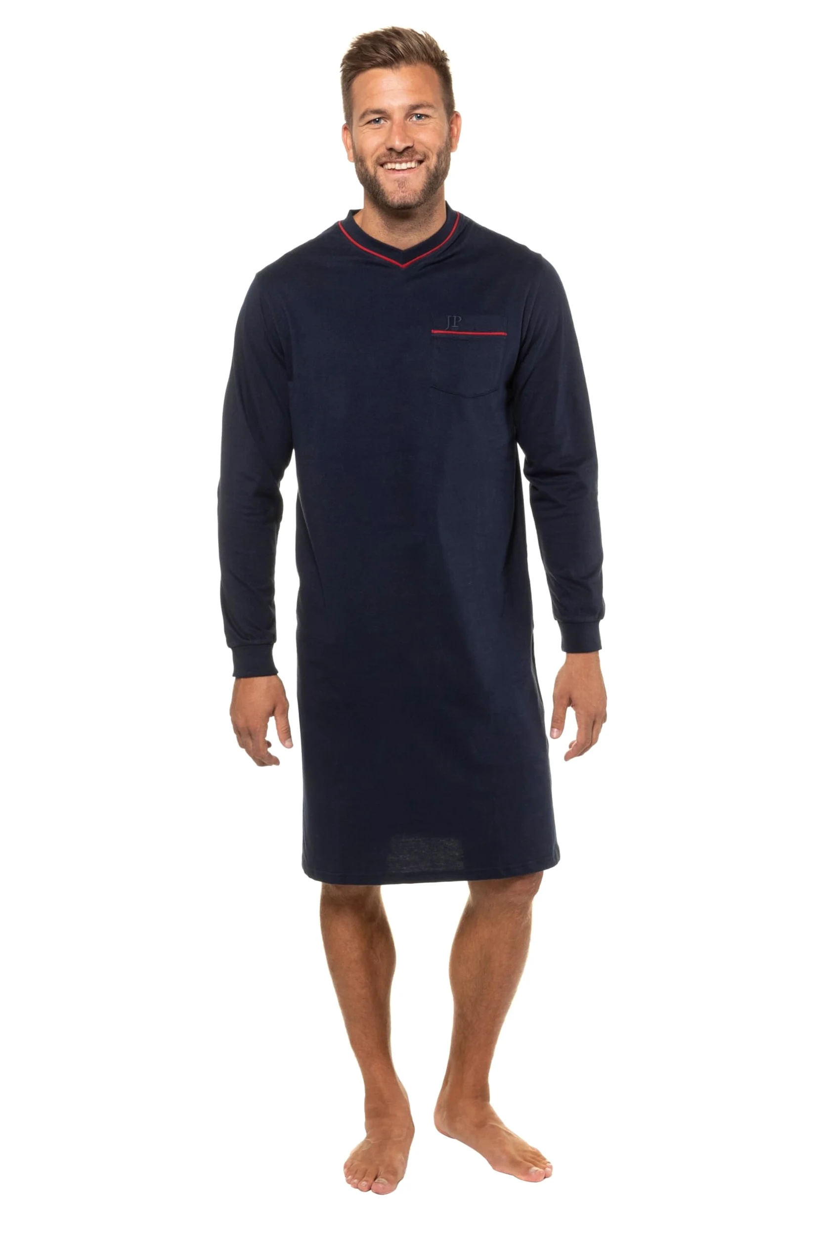 JP 1880 Camisón, Ropa de Estar por casa, Liso, Manga Larga, hasta la Talla 8XL 721331