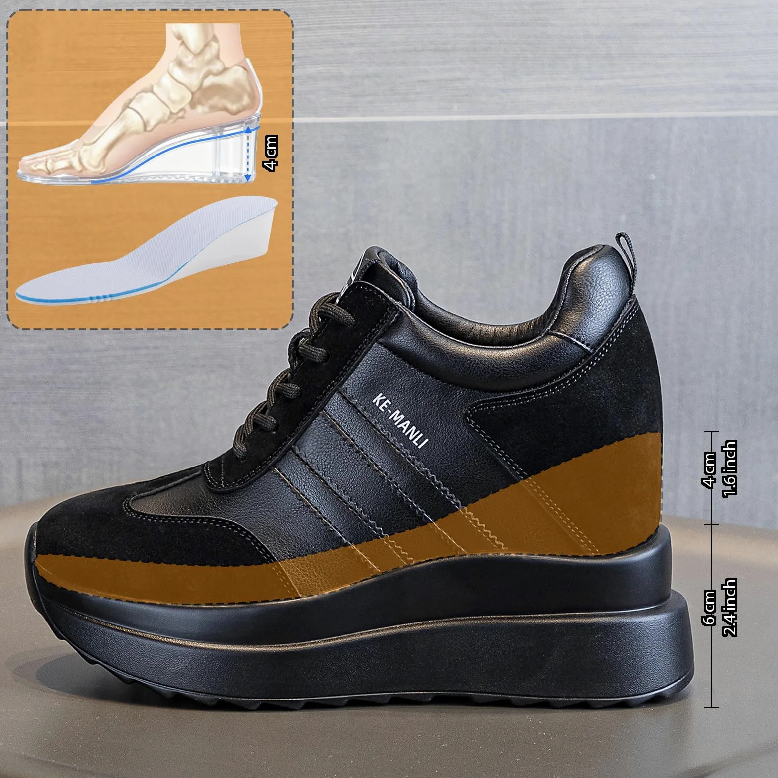 AONETIGER Zapatillas Cuña Mujer Moda Plataforma Tacón 10cm Gr.34-39EU | Antideslizante Transpirable | Cordones Wedge Sneakers Deportivos Ligeras | ideales para Diario, Oficina y Ocio