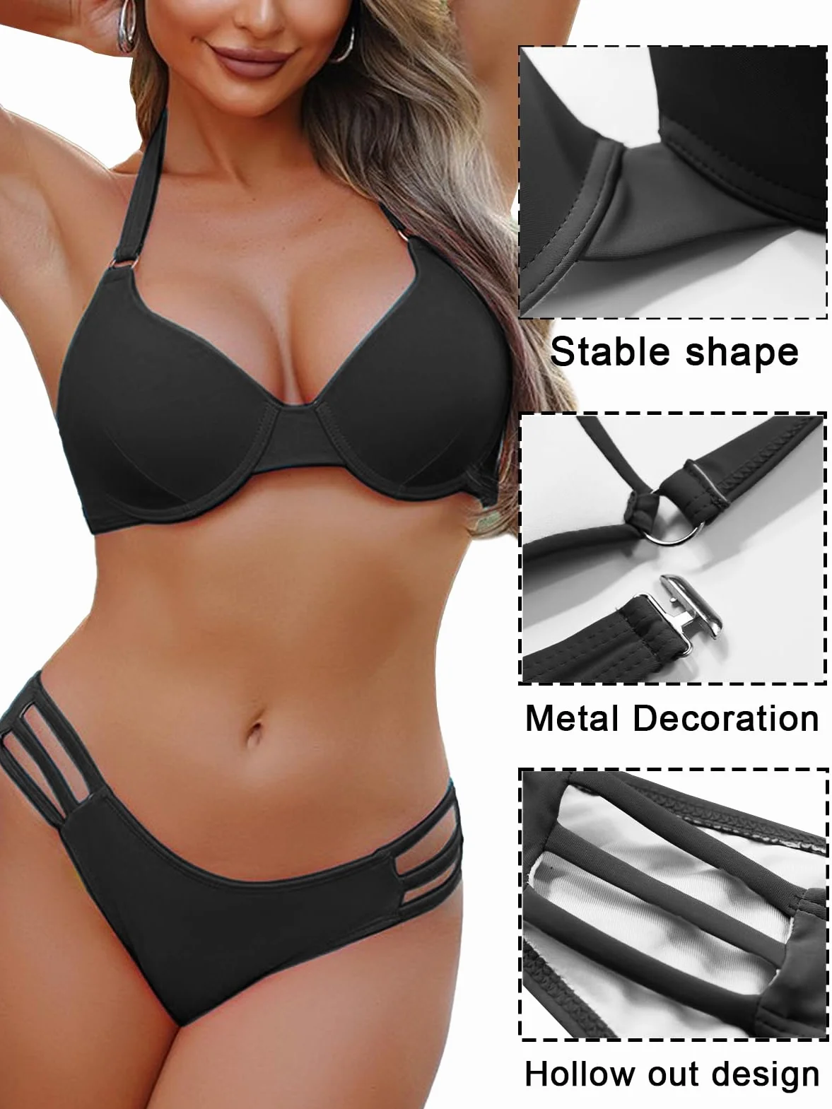 Rayson Bikini Mujer Conjuntos Push Up Halter Traje De Baño Sexy 2 Piezas