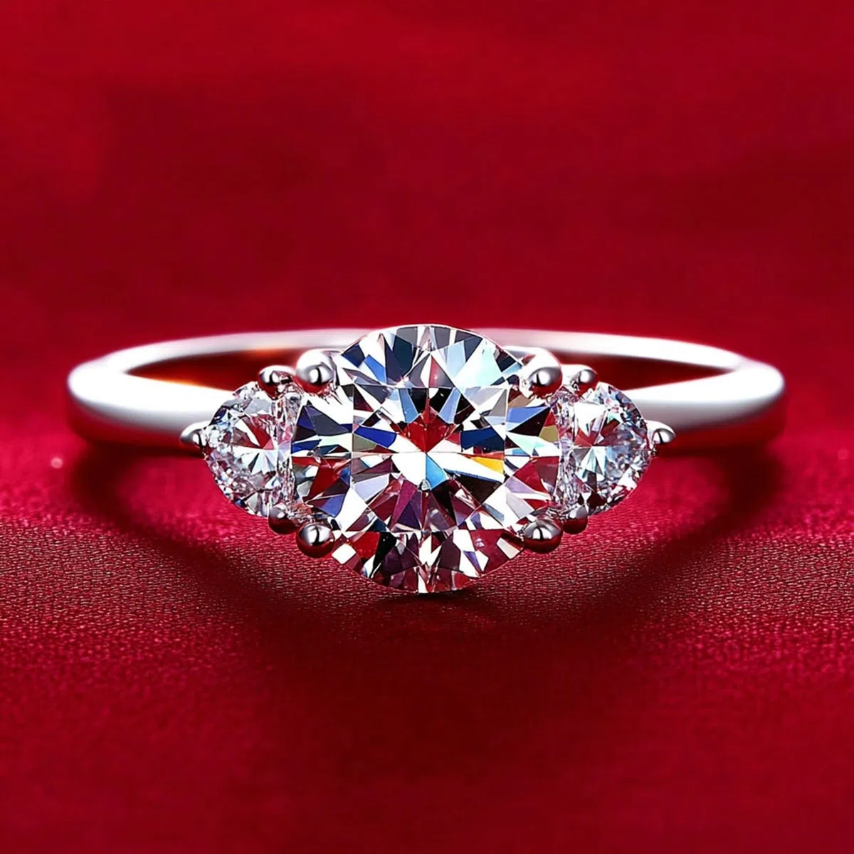 Anillos para mujer de oro con moissanite de 1,5 ct, anillo de boda de oro blanco, elegante anillo de compromiso, anillo de aniversario