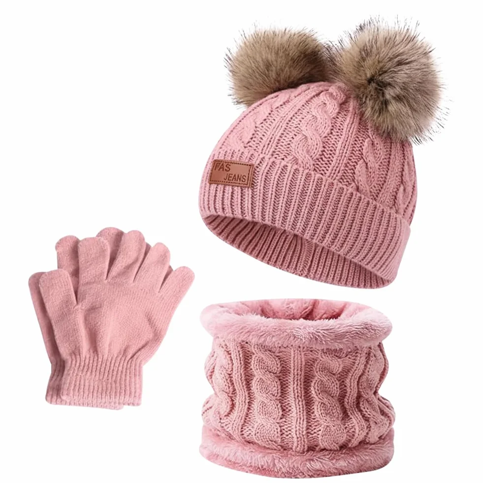 Set de Bufanda Gorro y Guantes para Niño Invierno, Lana y Polar 2-6 Años