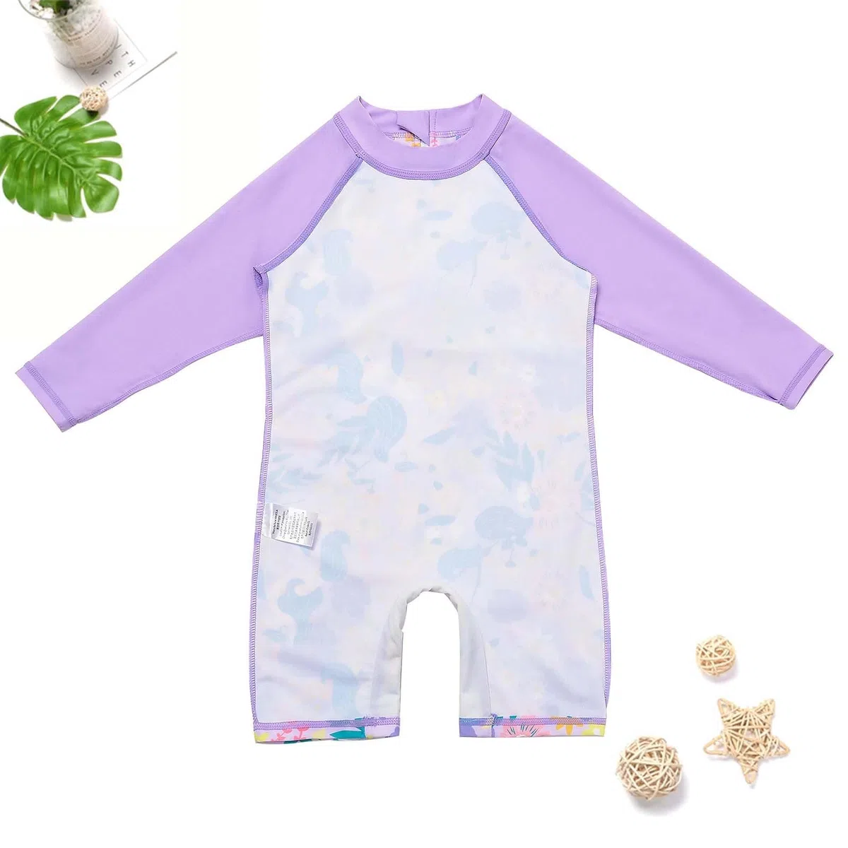 Generisch Bañador deportivo para niña de manga larga Rashguard y bañador UPF 50, protección solar, traje de baño de dos piezas para natación, playa y piscina