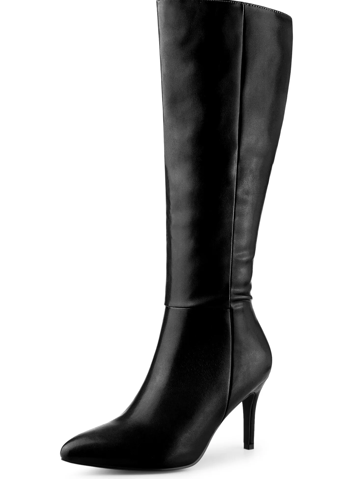 Perphy Botas altas de tacón alto con punta puntiaguda y tacón de aguja para mujer