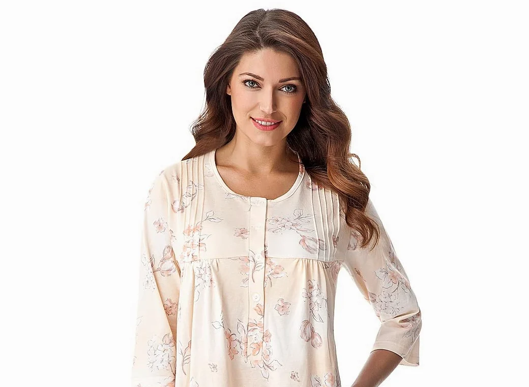 DOROTA Elegante camisón largo de algodón para mujer, 100% algodón, fabricado en la UE, Sleepshirt-salmón., L