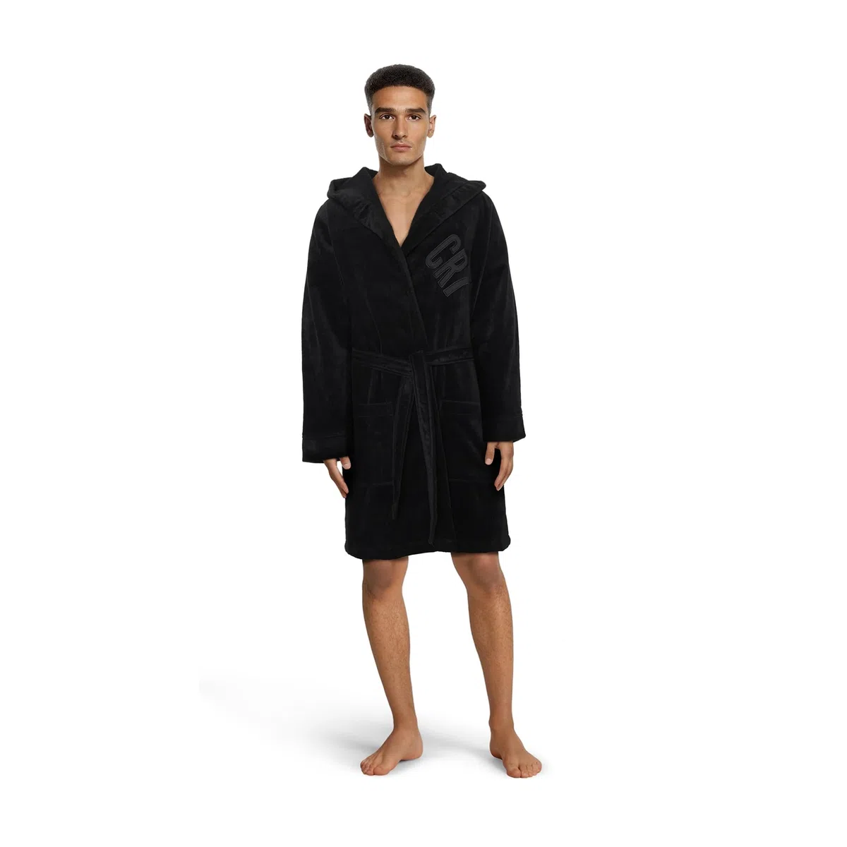 CR7 Cristiano Ronaldo Basic Albornoz para Hombre, Negro, L