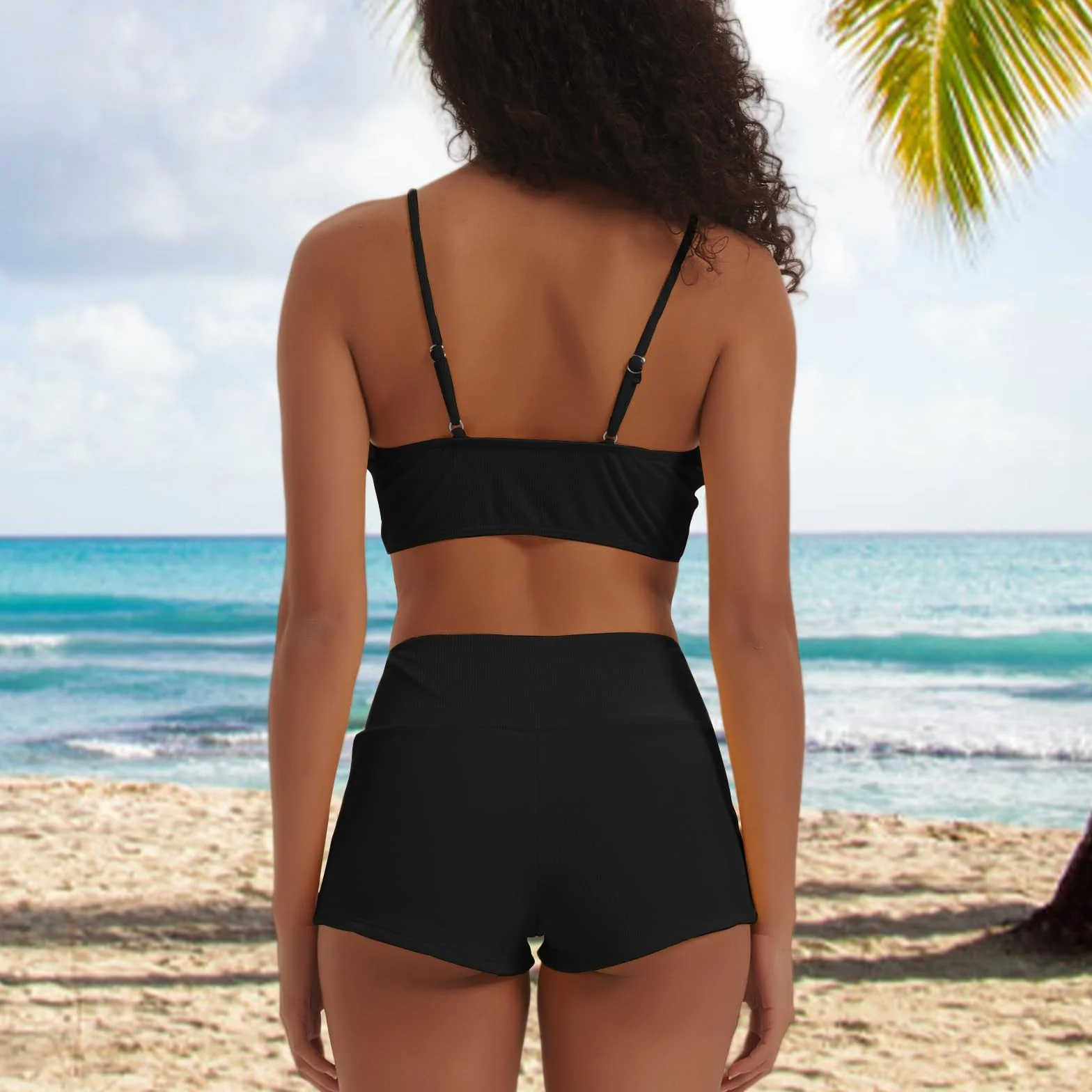 Meioro Conjuntos de Bikinis para Mujer Bikini Sets Corto con Lazo Ropa de Playa de Dos Piezas Trajes de Baño Atléticos