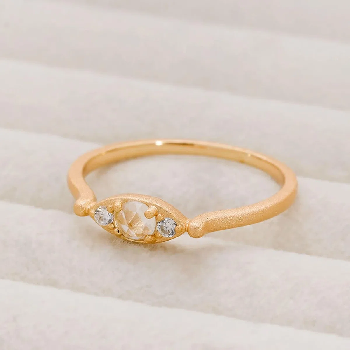 Anillo de boda de oro auténtico de 9 K/14 K/18 K con cristal, lágrima