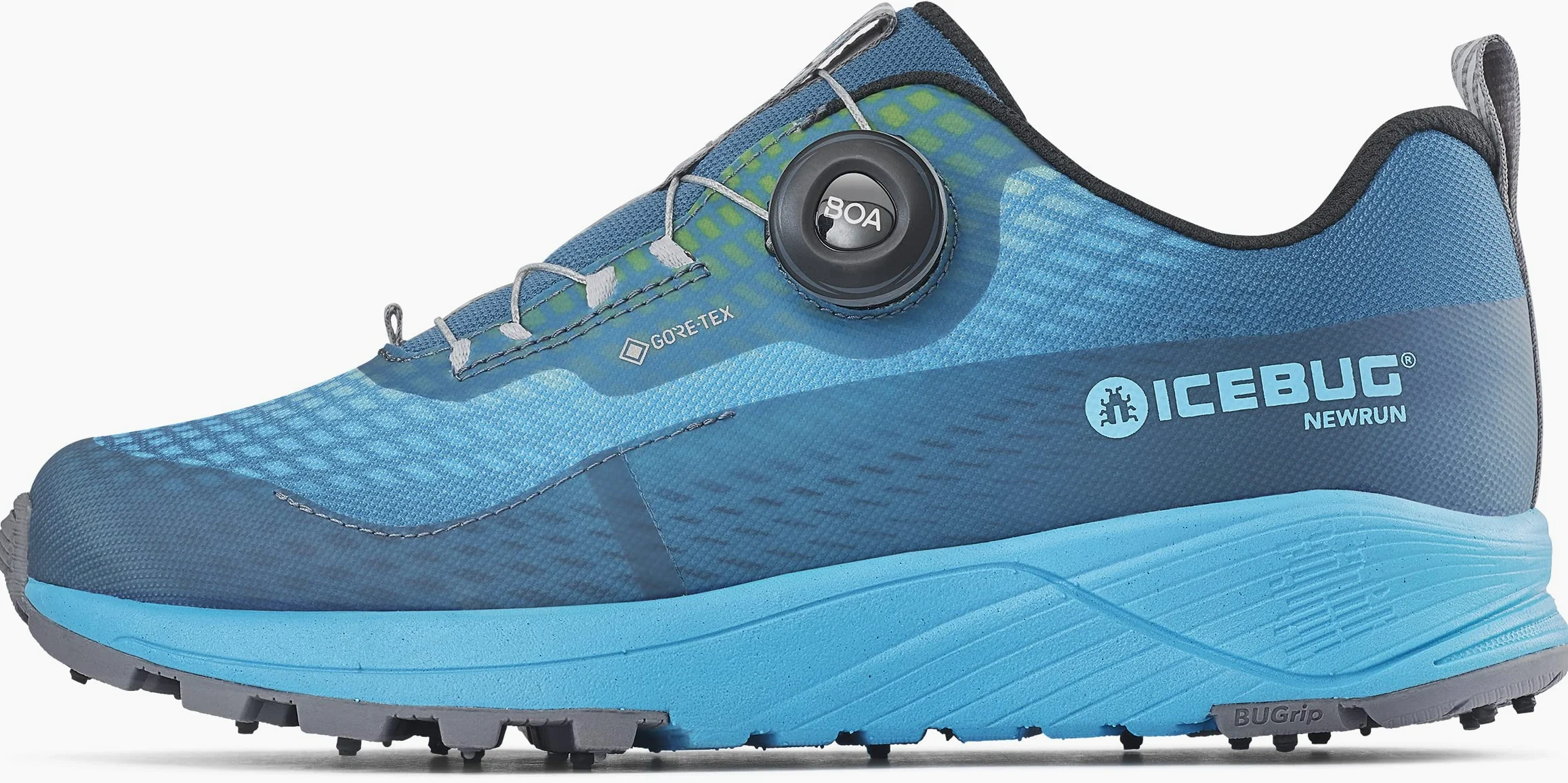 Icebug NewRun BUGrip GTX Trail Running Zapato para mujer con suela de tracción tachonada de carburo