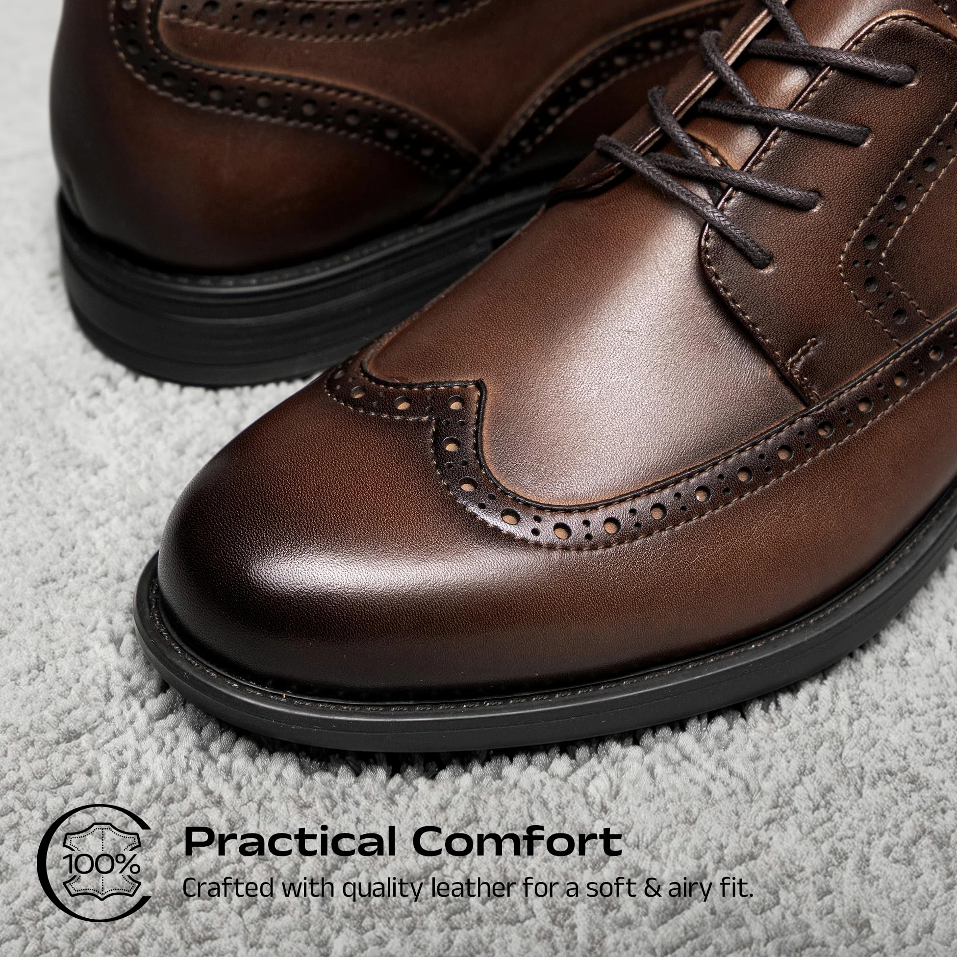 Bruno Marc Zapatos Hombre Cuero Cordones Clásico Brogue | Oxfords Cuero Clásicos, ReserveCush Tecnología, Acolchado Reflexivo, Construidos Durar, Elegancia Versátil