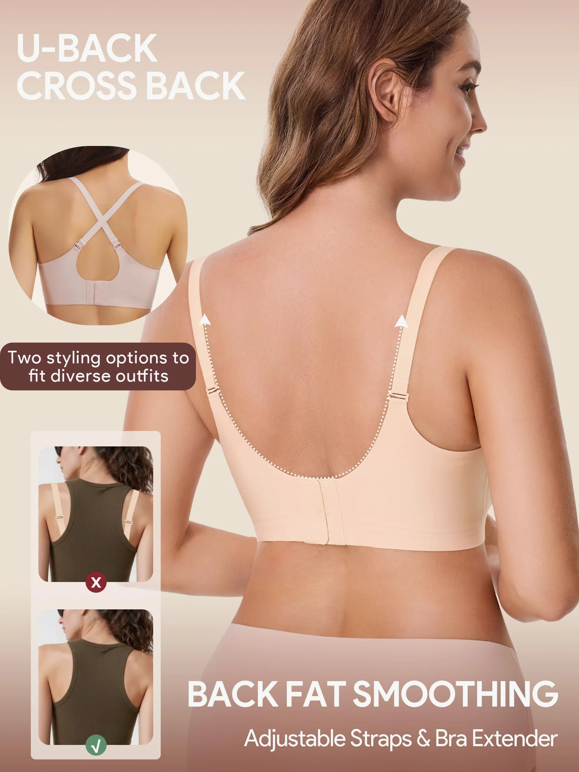 HBselect 3Pack Sujetador Lactancia, Sujetador de Lactancia Sin Costuras | Sujetador de Lactancia Maternidad sin Costuras con Extensiones,Brasier de Maternidad sin Aros para Extracción & Lactancia