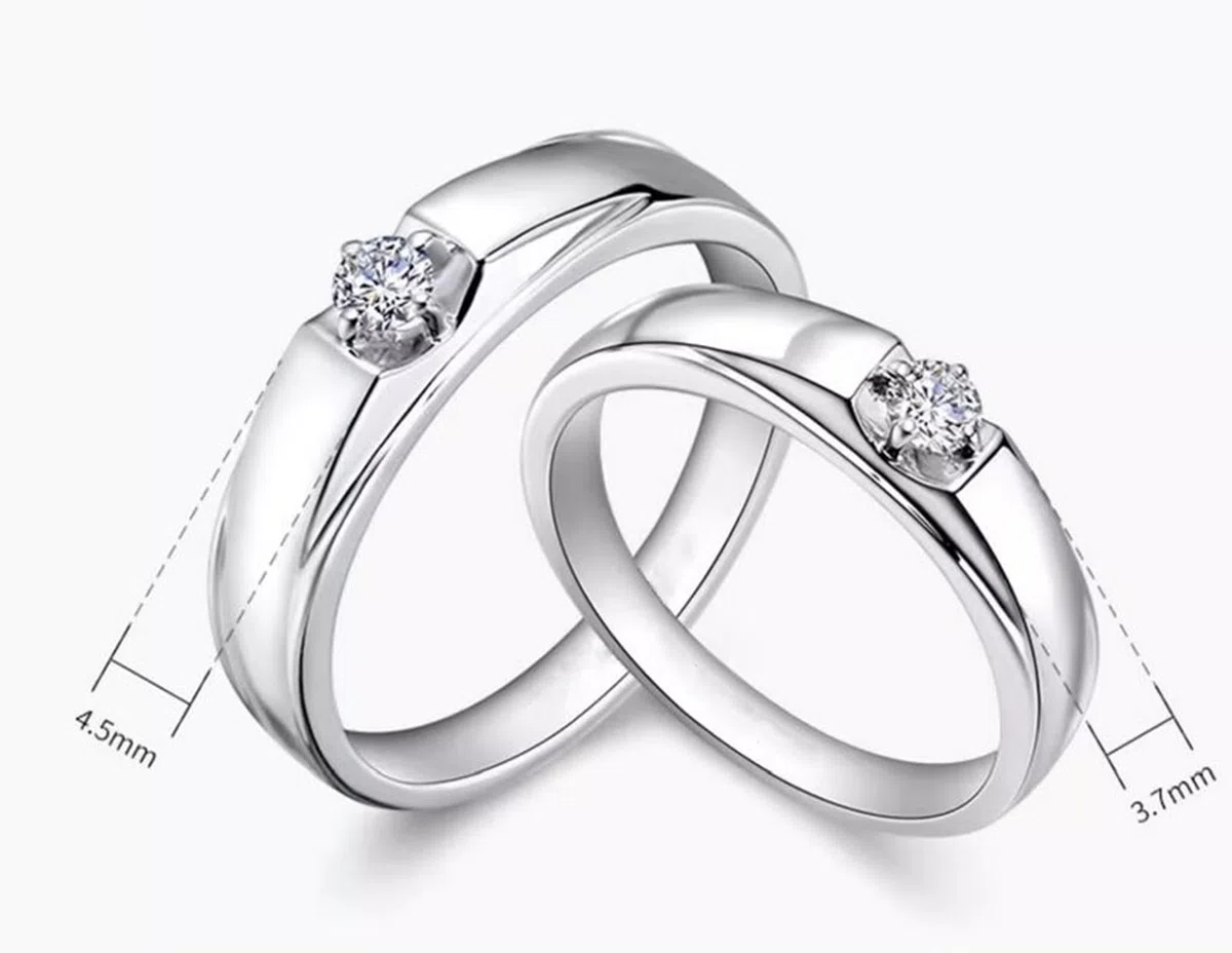 Anillo de compromiso de oro de 9 quilates, apto para bodas de 0,1 ct, oro auténtico 375, alianzas de boda de 4,5 mm para hombres, talla 70 (22,3)