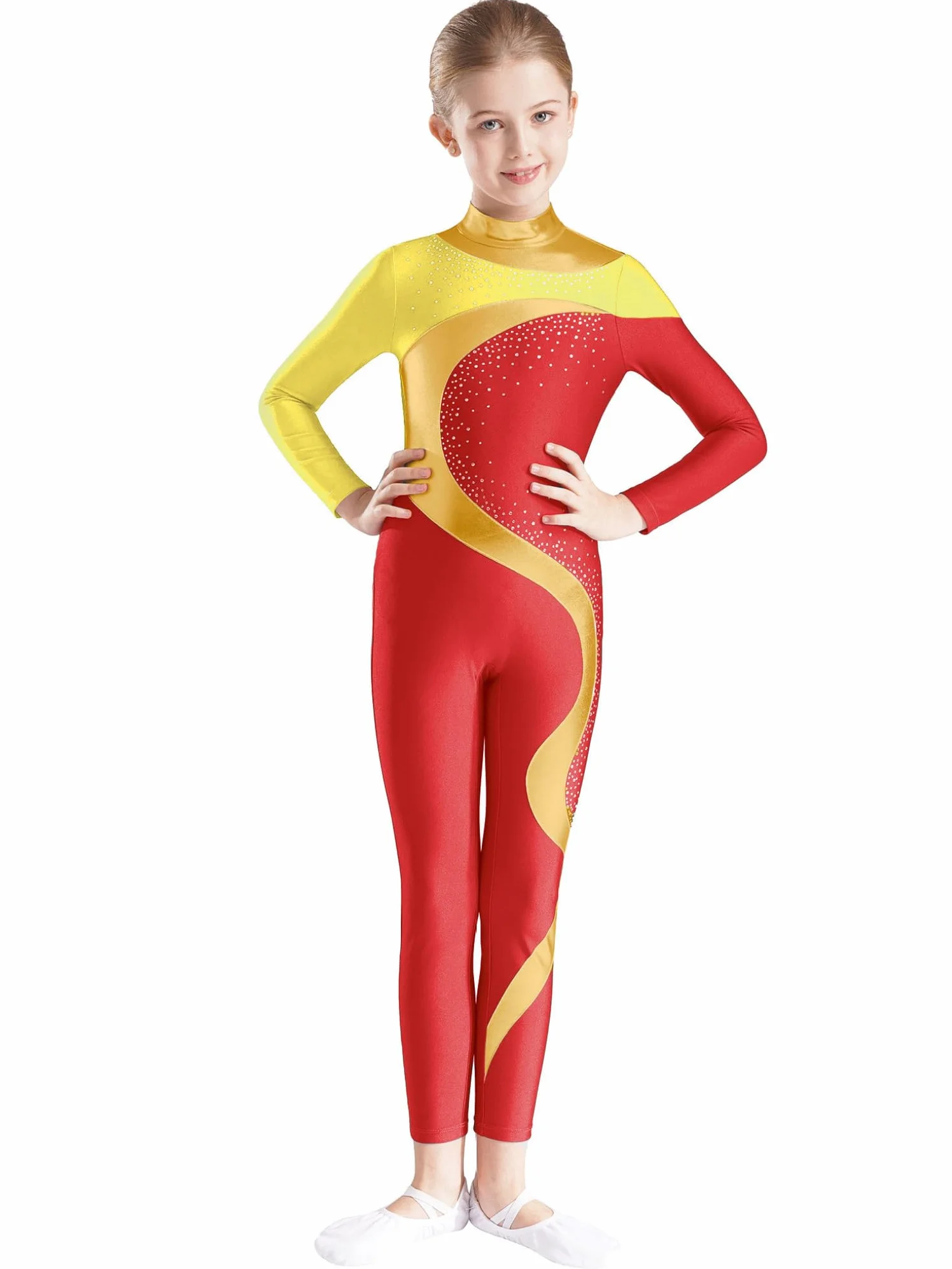 Oyolan Body De Danza Niña Mono Elástico De Gimnasia Rítmica Maillot Brillante De Patinaje Artistico Mono De Deportivo Fitness Yoga