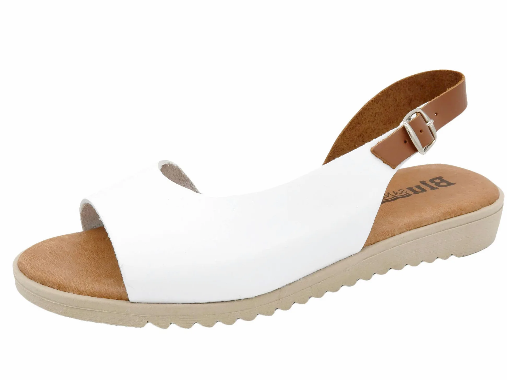 Made In Spain - Sandalias de mujer de piel con tacón de cuña y plantilla de piel auténtica, acolchado de gel, 1115 fabricado en España