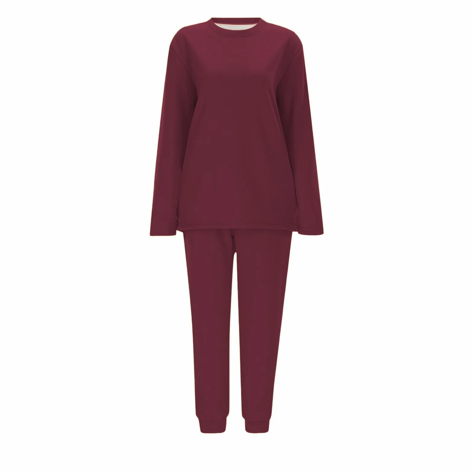 Conjunto de Pijama de Sudadera y Pantalones con Forro para Mujer para Calidez Invernal con Traje de Felpa Tops cómodos y Holgados Ropa de Estar por casa cálida de Invierno para Mujer