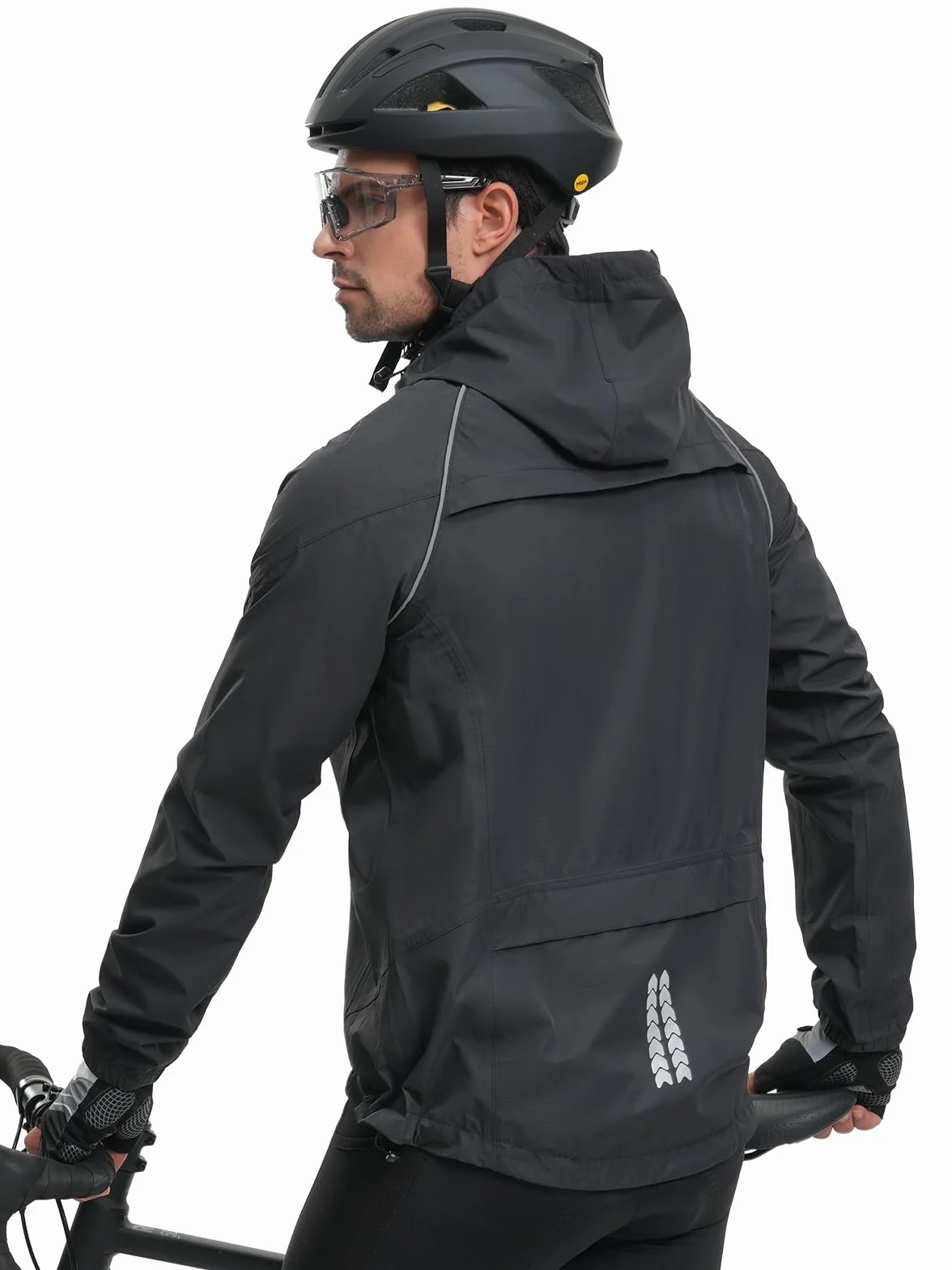 BERGRISAR Chaqueta de Ciclismo Impermeable Transpirable Ligera Hombre Capucha