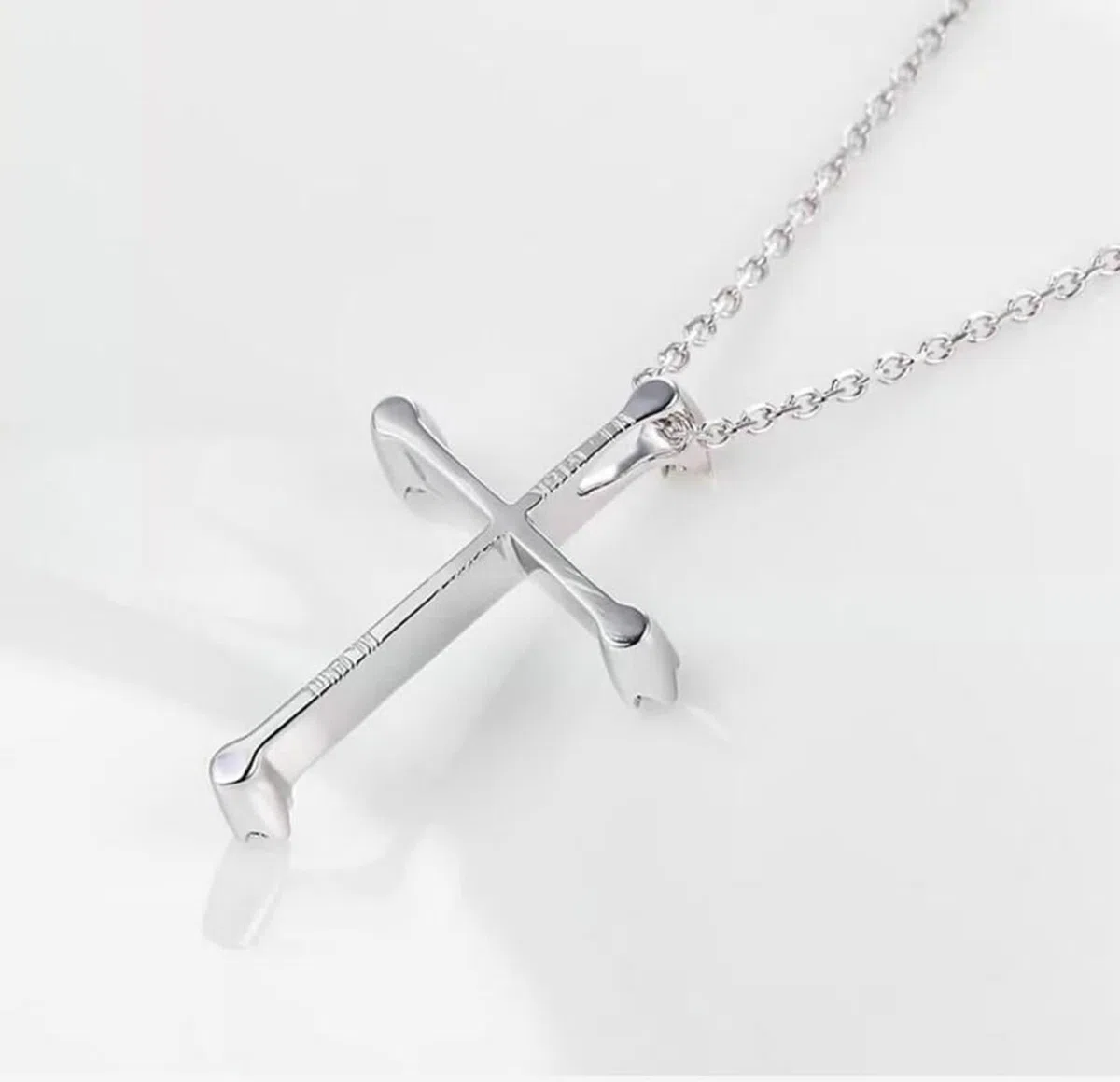 Collar largo con colgante para mujer, collar, cadenas de diamantes blancos, joyería cruzada de 9/14/18 quilates, oro blanco/platino, 18 pulgadas, oro blanco de 14 ct, diamante